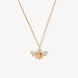 Diamond Bee Pendant Necklace 0.237ct White Sapphire & Citrine