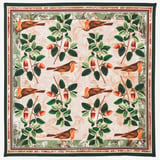 Robin & Acorn Silk Scarf Green & Brown Pure Silk