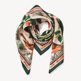 Robin & Acorn Silk Scarf Green & Brown Pure Silk