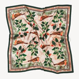 Robin & Acorn Silk Scarf Green & Brown Pure Silk