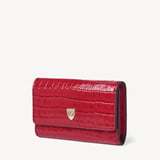 Business Card Holder Deep Shine Cherry Red Small Croc
