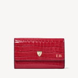Business Card Holder Deep Shine Cherry Red Small Croc