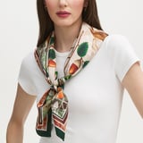 Robin & Acorn Silk Scarf Green & Brown Pure Silk