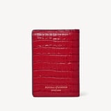 Double Fold Credit Card Holder Deep Shine Cherry Red Small Croc