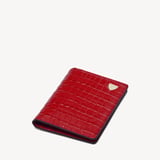Double Fold Credit Card Holder Deep Shine Cherry Red Small Croc