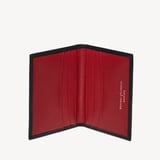 Double Fold Credit Card Holder Smooth Black & Ruby Red