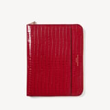 A5 Compact Organiser Padfolio Deep Shine Cherry Red Small Croc