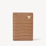 Double Fold Credit Card Holder Deep Shine Caramel Small Croc