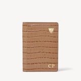 Double Fold Credit Card Holder Deep Shine Caramel Small Croc