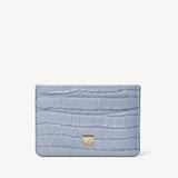 Slim Credit Card Holder Deep Shine Sky Blue Small Croc