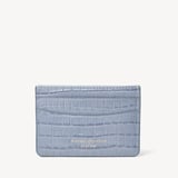 Slim Credit Card Holder Deep Shine Sky Blue Small Croc