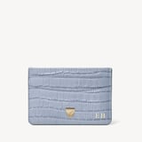 Slim Credit Card Holder Deep Shine Sky Blue Small Croc