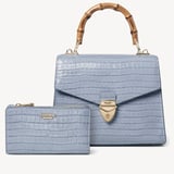 Mayfair® Coin & Card Wallet Deep Shine Sky Blue Small Croc