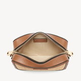Camera Crossbody Natural Chevron Raffia & Smooth Tan