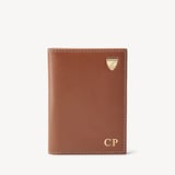 Double Fold Credit Card Holder Smooth Tan & Merlot