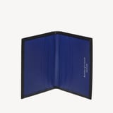 Double Fold Credit Card Holder Smooth Black & Caspian Blue