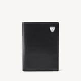 Double Fold Credit Card Holder Smooth Black & Caspian Blue