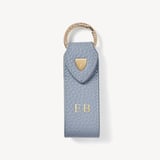 Small Leather Loop Keyring Sky Blue Pebble