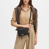 Camera Crossbody Black Woven Leather