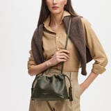 Soho Large Crossbody Pouch Forest Green Milled Pebble