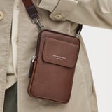 Reporter Crossbody Phone Bag Tobacco Pebble