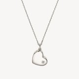 Star Set Heart Locket Necklace Sterling Silver 925