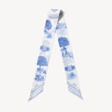 Skinny Silk Scarf Sky Blue Toile De Jouy 