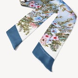 Edwardian Garden Skinny Silk Scarf Sky Blue Pure Silk