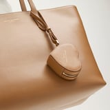 Heart Zipped Bag Charm Caramel Soft Saffiano
