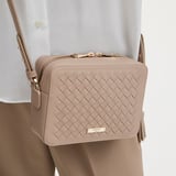 Camera Crossbody Moleskin Woven Leather