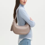 Soho Small Crescent Moleskin Milled Pebble