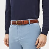 Men's Woven Leather Belt Tan Woven Leather