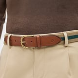 Webbing Belt Natural & Evergreen Stripes