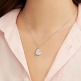 Star Set Heart Locket Necklace Sterling Silver 925