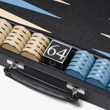 24-inch Grand Backgammon Set Ebony & Sky Blue Pebble