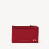 Zipped Card & Coin Holder Cherry Red Soft Saffiano