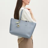 Zipped East West Tote with Bee & Flower Charm Sky Blue Pebble