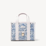 Mini Henley Tote Sky Blue Toile De Jouy Hand Embroidery