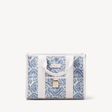 Mini Henley Tote Sky Blue Toile De Jouy Hand Embroidery