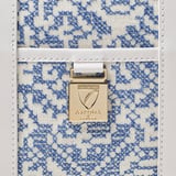 Mini Henley Tote Sky Blue Toile De Jouy Hand Embroidery