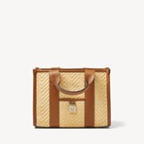 Mini Henley Tote Natural Chevron Raffia & Smooth Tan