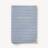 Passport Cover Deep Shine Sky Blue Small Croc