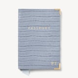 Passport Cover Deep Shine Sky Blue Small Croc
