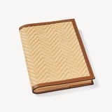 A5 Refillable Luxury Journal Natural Raffia & Smooth Tan