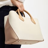 Midi London Tote Soft Taupe & Ivory Pebble