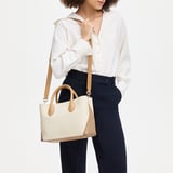 Midi London Tote Soft Taupe & Ivory Pebble