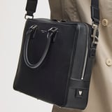 Mount Street Laptop Briefcase Black Pebble