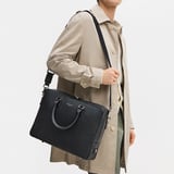 Mount Street Laptop Briefcase Black Pebble