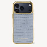 iPhone 17 Pro Max Case Deep Shine Sky Blue Small Croc