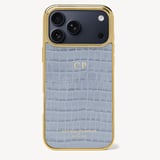 iPhone 17 Pro Max Case Deep Shine Sky Blue Small Croc